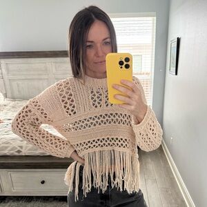 Free People Cream Knit Sweater